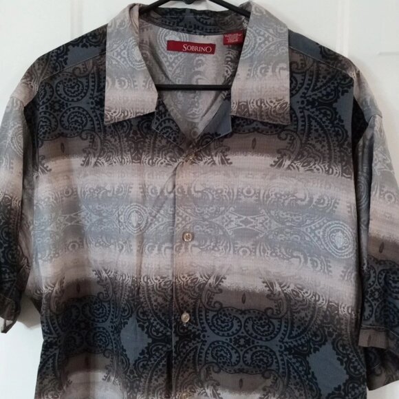 Sorbino Men's Short Sleeve Button Up 100% Rayon Shirt Size XL Single Stitch - Picture 6 of 7